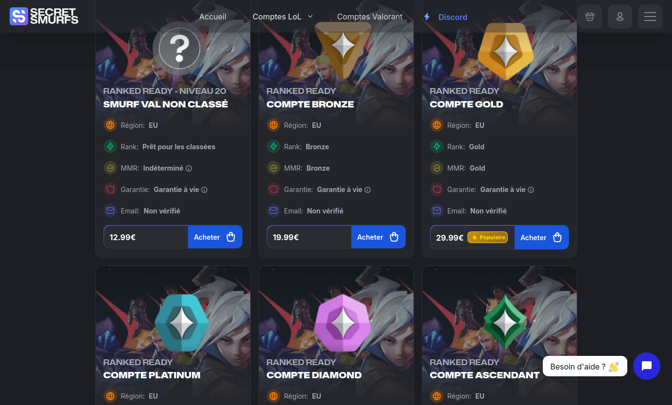 Secret Smurfs Valorant Page